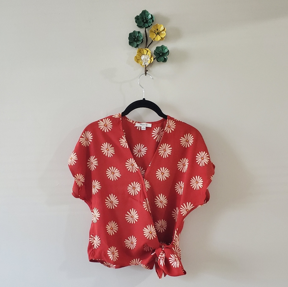 NWOT Madewell | Sash-Tie Wrap Top - Daisy Daydream